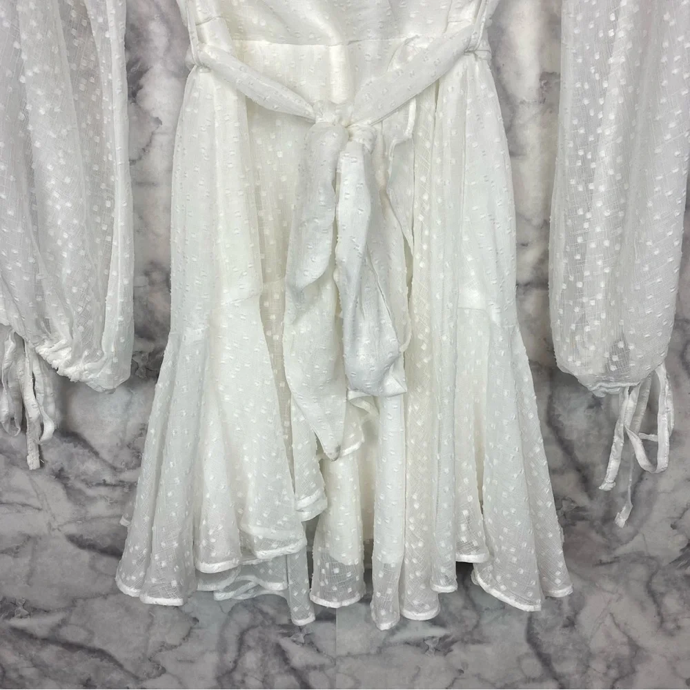 Saints + Secrets Wrap Dress with Sheer Sleeves - Picture 6 of 12